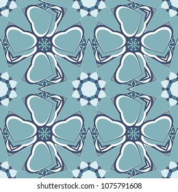 Vector endless illustration of blue, white and neutral flowers. Abstract floral seamless pattern for wallpaper, website or textile printing.