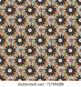Vector endless illustration of gray, orange and neutral flowers. Abstract floral seamless pattern for wallpaper, website or textile printing.