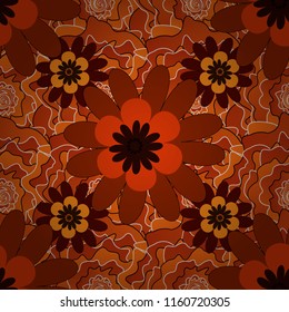 Vector endless illustration of magenta, orange and red flowers. Abstract floral seamless pattern for wallpaper, website or textile printing.