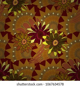 Vector endless illustration of orange, brown and red flowers. Abstract floral seamless pattern for wallpaper, website or textile printing.