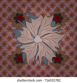 Vector endless illustration of orange, neutral and brown flowers. Abstract floral seamless pattern for wallpaper, website or textile printing.