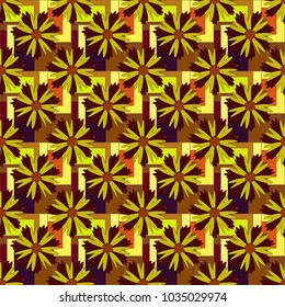 Vector endless illustration of orange, yellow and brown flowers. Abstract floral seamless pattern for wallpaper, website or textile printing.