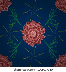 Vector endless illustration of pink, red and blue flowers. Abstract floral seamless pattern for wallpaper, website or textile printing.