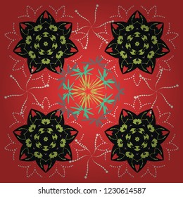 Vector endless illustration of red, green and black flowers. Abstract floral seamless pattern for wallpaper, website or textile printing.