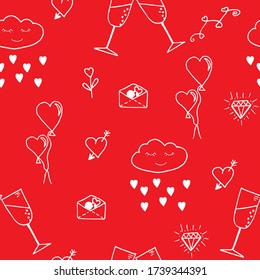 Vector endless pattern with heart, idea of love, Valentine's day