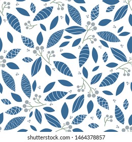 Vector endless seamless pattern. Illustration of branch and berry of rowan, ash berry. Simple flat style  