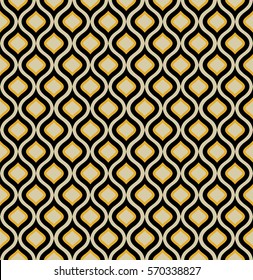 Vector. Endless stylish ethnic seamless pattern with yellow color in Arabian style. Template for design textile, backgrounds, wrappers, package, wallpaper. Graphic background