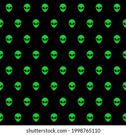 Vector endlessly repeating alien head seamless pattern. Print for textiles, wallpaper, paper and for alien lovers