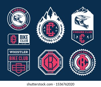 Vector enduro mountain biking adventures, parks, clubs logo, badges and icons