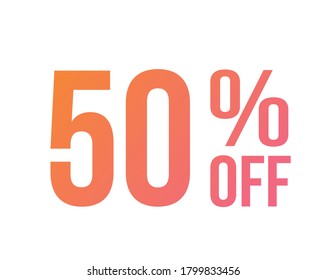 The vector energetic gradient pink to orange fifty percent off special discount word