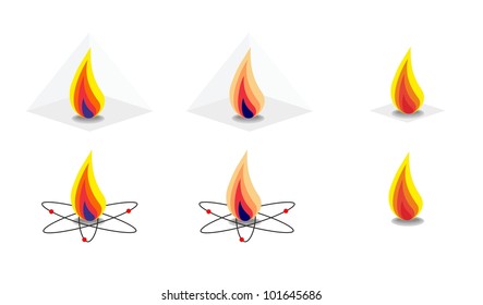 Vector energy fire flame symbols isolated on white background
