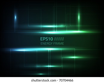 Vector energy frame design against dark background