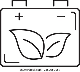 Vektorenergiemblem. Batterie mit Blatt. Energiesparende Vektorgrafik auf weißem Hintergrund