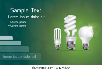 Vector energy saving fluorescent and led lamps.