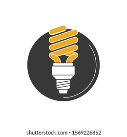 Vector energy saving fluorescent light bulb button. Stock Vector illustration isolated on white background.