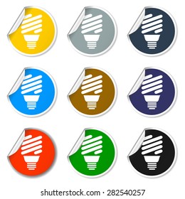 Vector energy saving fluorescent light bulb icon.