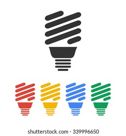 Vector energy saving fluorescent light bulb icon.