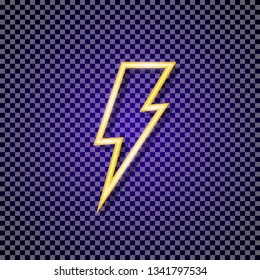 Vector energy symbol for electric power icon, lightning bolt, charged car station, wireless charging, ui, poster, t shirt. Thunder symbol. Storm pictogram. Flash light sign. 10 eps