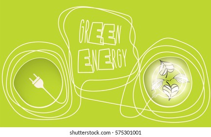 Vector energy symbols and the words green energy