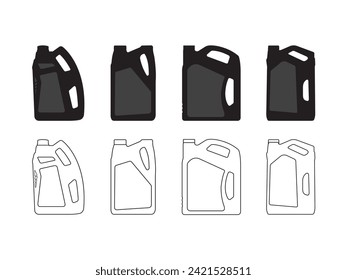 vector engine oil bottle icon. black and outline car motor oil icon set. white background isolation