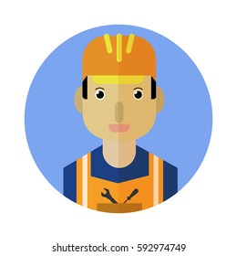 vector engineer avatar flat design in locksmith concept