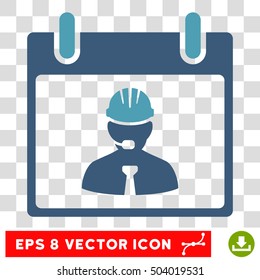Vector Engineer Calendar Page EPS vector pictogram. Illustration style is flat iconic bicolor cyan and blue symbol on a transparent background.