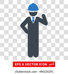 Vector Engineer EPS vector pictograph. Illustration style is flat iconic bicolor smooth blue symbol on a transparent background.