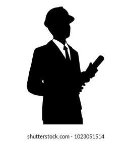 The vector of engineer in silhouette style isolated on white background. Symbol for your web site design, logo, app, UI. Vector illustration, EPS