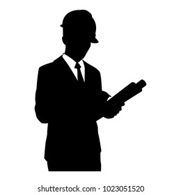 The vector of engineer in silhouette style isolated on white background. Symbol for your web site design, logo, app, UI. Vector illustration, EPS