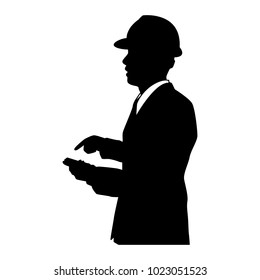 The vector of engineer in silhouette style isolated on white background. Symbol for your web site design, logo, app, UI. Vector illustration, EPS