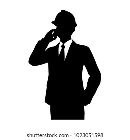 The vector of engineer in silhouette style isolated on white background. Symbol for your web site design, logo, app, UI. Vector illustration, EPS
