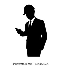 The vector of engineer in silhouette style isolated on white background. Symbol for your web site design, logo, app, UI. Vector illustration, EPS