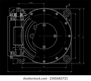 Vector engineering drawing of a sweet water production 
automatic machine.
Cad scheme. Mechanical background.