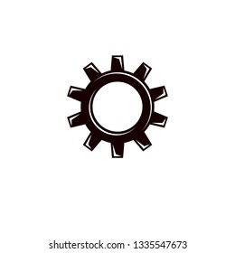 Vector engineering gear illustration. Industry and machinery concept, working class and proletariat theme, socialism idea. 