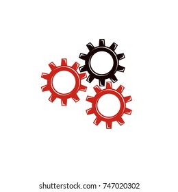 Vector engineering gear illustration. Industry and machinery concept, working class and proletariat theme, socialism idea. 