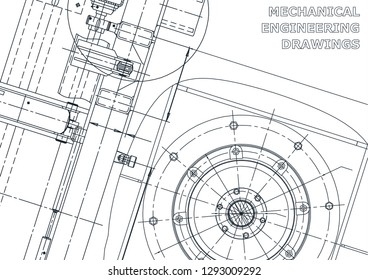  Vector engineering illustration. Blueprint, banner background Instrument-making drawings Mechanical