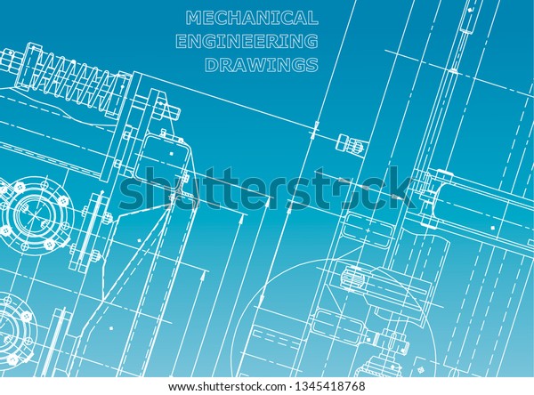 Vector engineering illustration. Computer aided\
design systems. Instrument-making drawings. Mechanical engineering\
drawing. Technical illustrations, backgrounds. Scheme, plan. Blue\
and whit