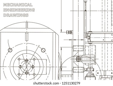 Vector engineering illustration. Instrument-making drawings. Mechanical engineering drawing. Computer aided design systems