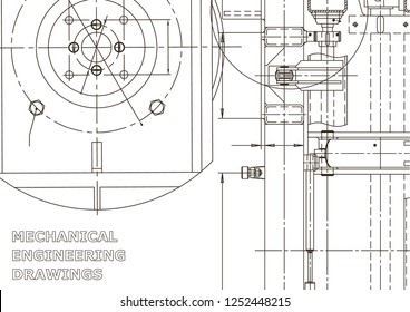Vector engineering illustration. Instrument-making drawings. Mechanical engineering. Computer aided design system
