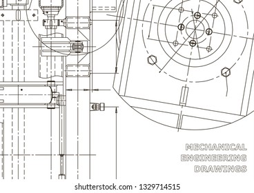 Vector engineering illustration. Instrument-making drawings. Mechanical engineering drawing. Computer aided design systems. Technical illustration