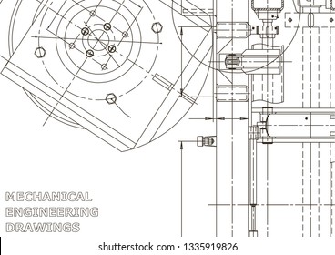 Vector engineering illustration. Instrument-making drawings. Mechanical engineering drawing. Computer aided design systems. Technical illustrations, background