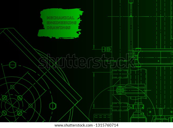 Vector\
engineering illustration. Instrument-making drawings. Mechanical.\
Green neon. Computer aided design\
system