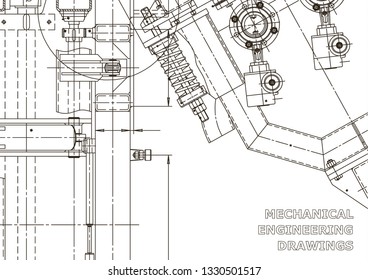 Vector engineering illustration. Mechanical engineering drawing. Instrument-making drawings. Computer aided design systems. Technical illustration