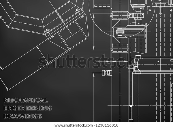 Vector engineering
illustration. Mechanical engineering drawing. Instrument-making
drawings. Computer aided design systems. Technical Black
background