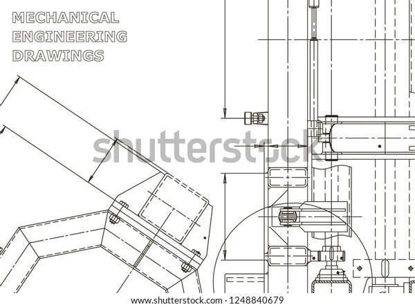 Vector engineering illustration. Mechanical\
engineering drawing. Instrument-making drawings. Computer aided\
design systems. Technical illustrations, backgrounds. Blueprint,\
diagram