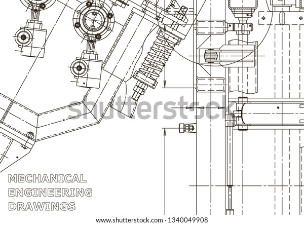 Vector engineering illustration.\
Mechanical engineering drawing. Instrument-making drawings.\
Computer aided design systems. Technical\
illustrations