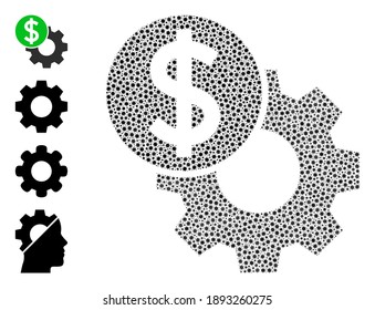 Mosaico del icono del precio de la ingeniería de vectores coronavirus. El mosaico de precios de ingeniería está formado por pequeños elementos de infección por coronavirus. La abstracción está diseñada para publicidad de atención médica.