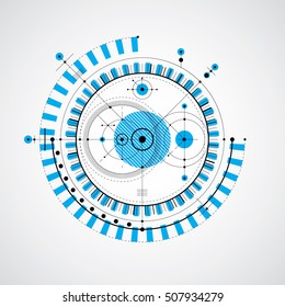 Vector engineering technological background, futuristic technical plan, mechanism in blue color. Mechanical scheme, abstract industrial design can be used as website background.