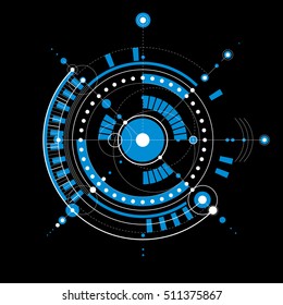 Vector engineering technological background, futuristic technical plan, mechanism. Mechanical scheme, blue abstract industrial design can be used as website background.