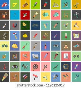 Vector Engineering Tools Icons. Manufacturing, Engineer, Production, Settings And More Tools Icons